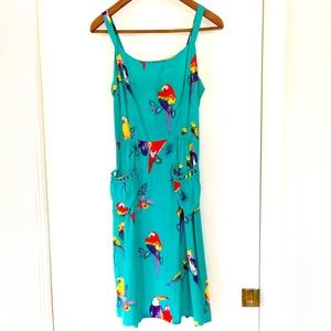 Trashy Diva turquoise parrot dress, size 6